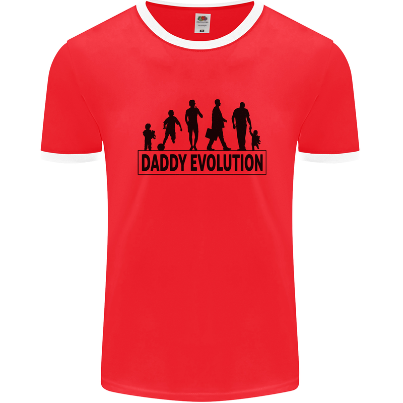 Daddy Evolution Fathers Day Mens Ringer T-Shirt FotL Red/White