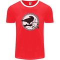 Viking Crow Celtic Norse Valhalla Odin Thor Mens Ringer T-Shirt FotL Red/White