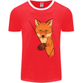 An Orange Fox Illustration Mens Ringer T-Shirt FotL Red/White