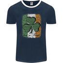 St Patricks Day Shamrock 3 Leaf Clover Mens Ringer T-Shirt FotL Navy Blue/White