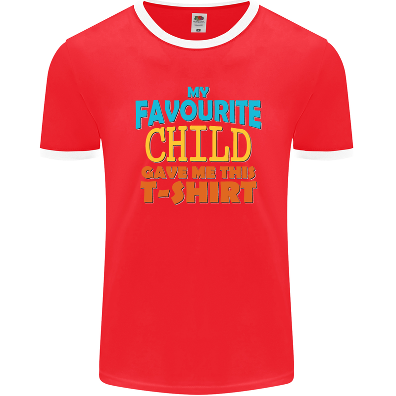 My Favourite Child Gave Me This Fathers Day Mens Ringer T-Shirt FotL Red/White