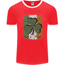 St Patricks Day Shamrock 3 Leaf Clover Mens White Ringer T-Shirt Red/White