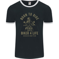 Biker 4 Life Motorbike Motorcycle Skull Mens Ringer T-Shirt FotL Black/White