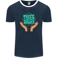 Climate Change Trees Are the Answer Mens Ringer T-Shirt FotL Navy Blue/White