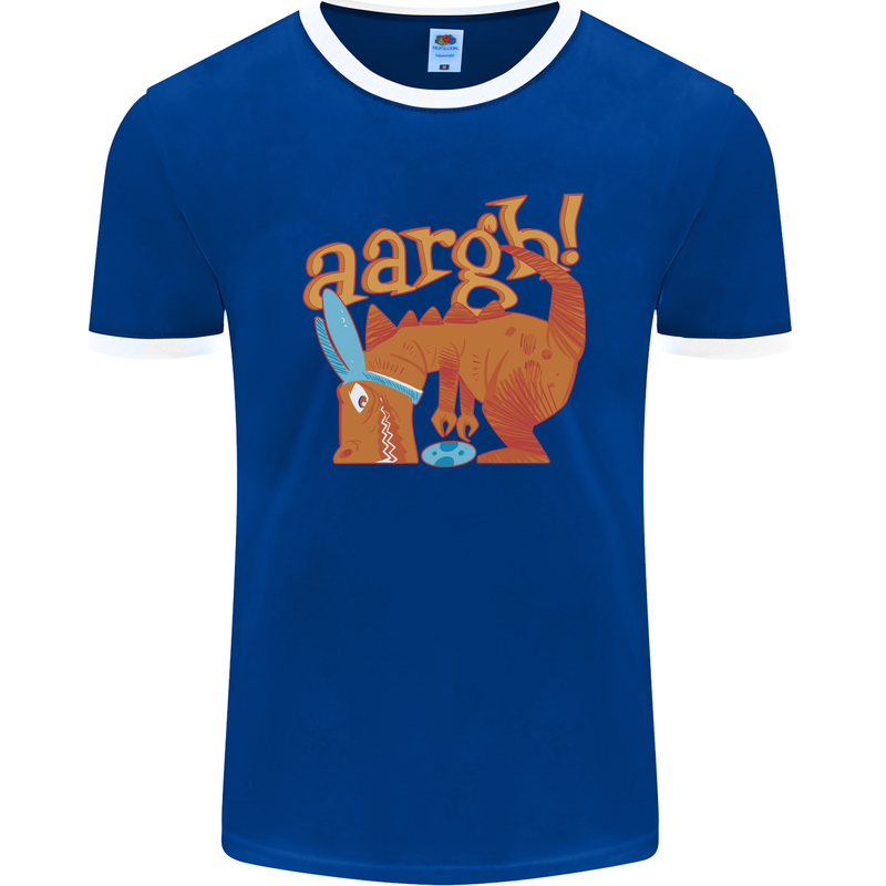Easter Egg T-Rex as a Bunny Dinosaur Funny Mens Ringer T-Shirt FotL Royal Blue/White