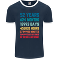 52nd Birthday 52 Year Old Mens Ringer T-Shirt FotL Navy Blue/White