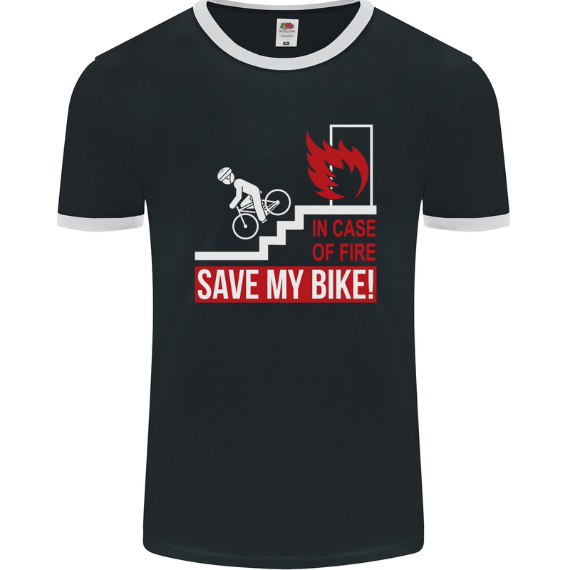 Emergency Save My Bike Motorcycle Biker Mens Ringer T-Shirt FotL Black/White