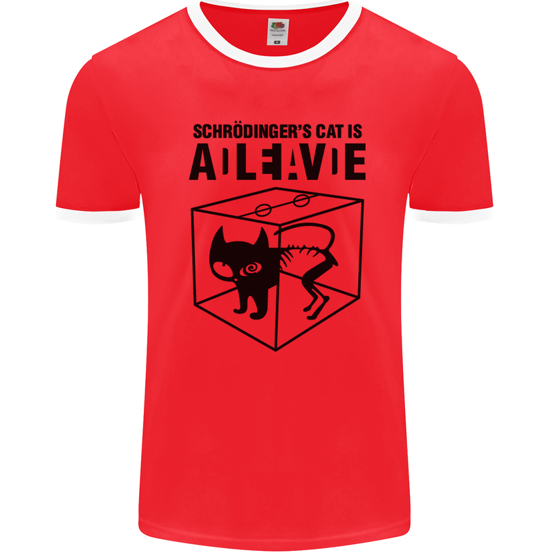 Schrodinger's Cat Science Geek Nerd Mens Ringer T-Shirt FotL Red/White
