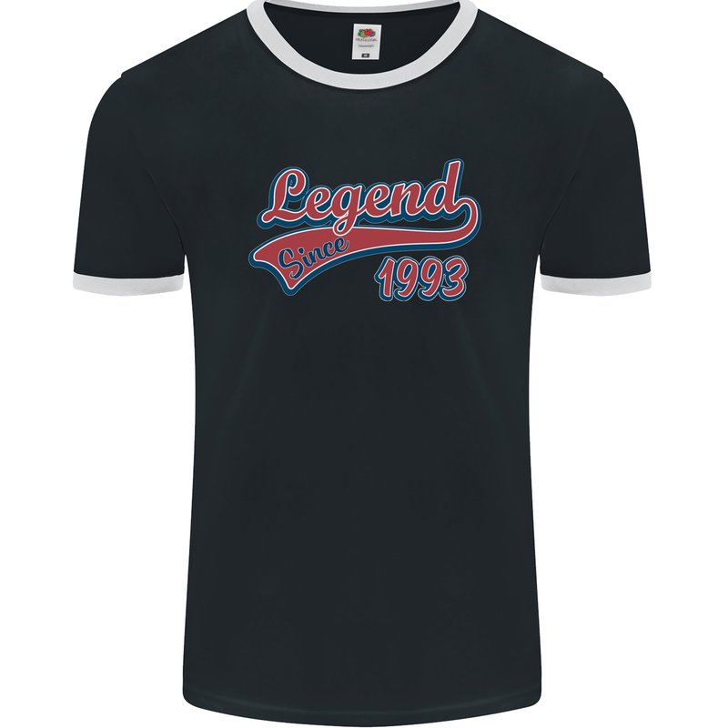 Legend Since 30th Birthday 1993 Mens Ringer T-Shirt FotL Black/White