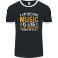 A Day Without Music Tekno Hip Hop Metal Mens Ringer T-Shirt FotL Black/White