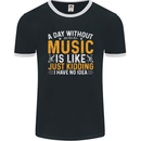 A Day Without Music Tekno Hip Hop Metal Mens Ringer T-Shirt FotL Black/White