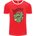 Christmas Papasaurus T-Rex Dinosaur Mens Ringer T-Shirt FotL Red/White