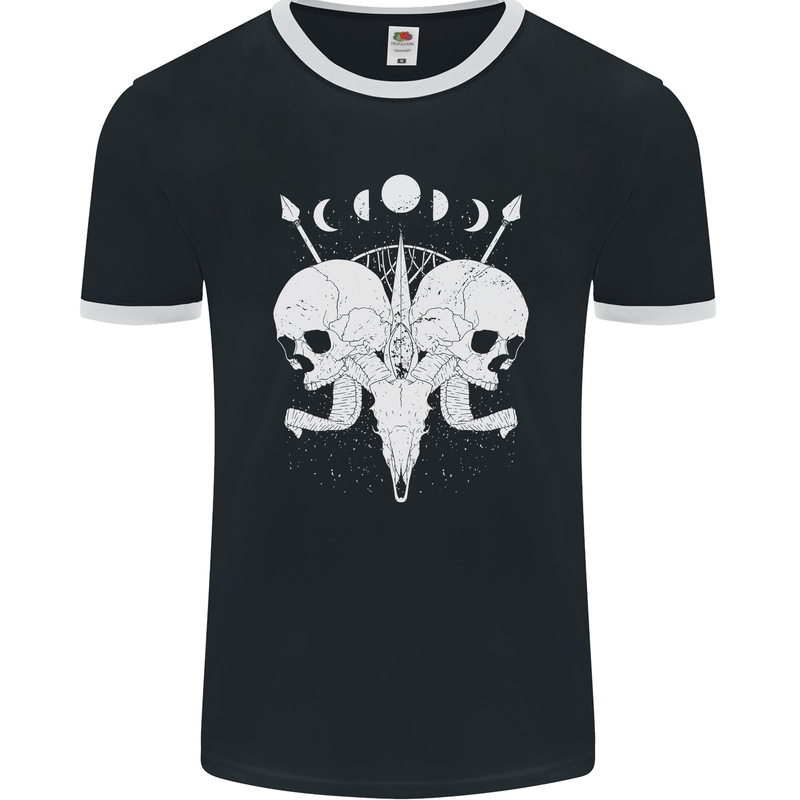 Moon Skulls Mens Ringer T-Shirt FotL Black/White