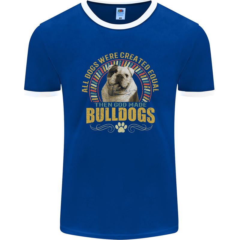 A Bulldog Dog Mens Ringer T-Shirt FotL Royal Blue/White