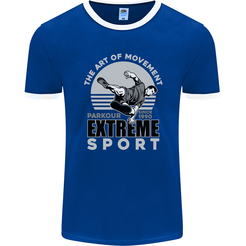 Parkour Free Running the Art of Movement Mens Ringer T-Shirt FotL Royal Blue/White