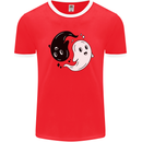 Funny Halloween Ying Yang Ghosts Mens Ringer T-Shirt FotL Red/White