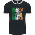 Blood Sweat Rugby and Beers Ireland Funny Mens Ringer T-Shirt FotL Black/White