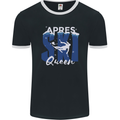 Apres Ski Queen Skiing Winter Sports Mens Ringer T-Shirt FotL Black/White