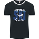 Apres Ski Queen Skiing Winter Sports Mens Ringer T-Shirt FotL Black/White