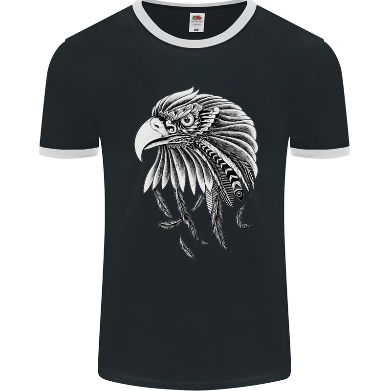 Eagle Bird of Prey Ornithology Mens Ringer T-Shirt FotL Black/White