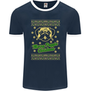 Merry Puggin' Christmas Funny Pug Mens Ringer T-Shirt FotL Navy Blue/White