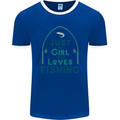 Just a Girl Who Loves Fishing Fisherwoman Mens Ringer T-Shirt FotL Royal Blue/White