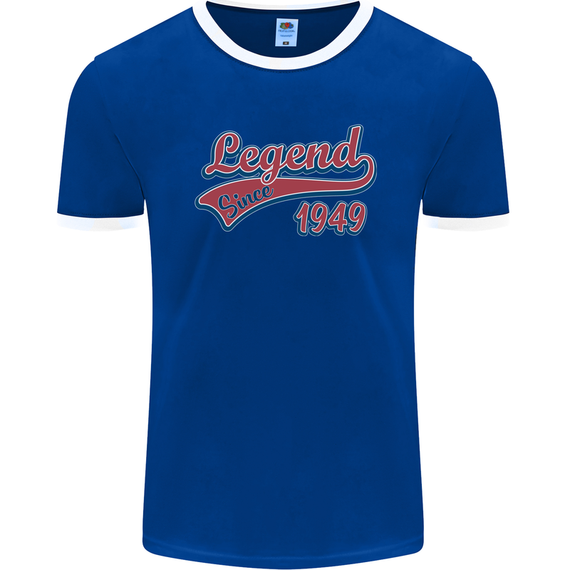 Legend Since 74th Birthday 1949 Mens Ringer T-Shirt FotL Royal Blue/White