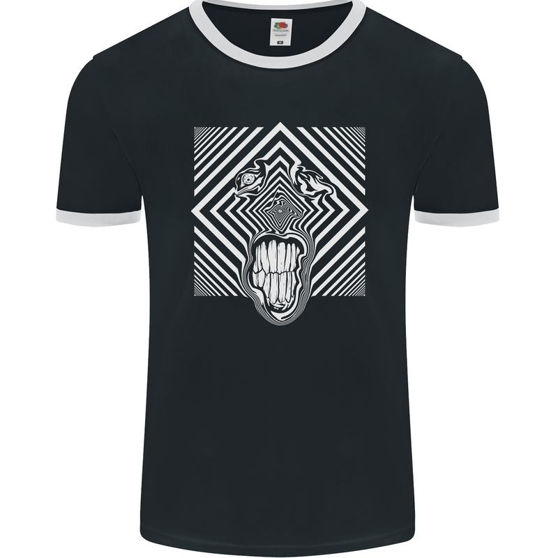 Zebra LSD Magic Mushrooms Hallucinogenic Mens Ringer T-Shirt FotL Black/White