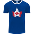 Canadian Maple Leaf Flag Canada Beaver Mens Ringer T-Shirt FotL Royal Blue/White