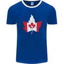 Canadian Maple Leaf Flag Canada Beaver Mens Ringer T-Shirt FotL Royal Blue/White