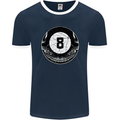 8-Ball Skull Pool Player 9-Ball Mens Ringer T-Shirt FotL Navy Blue/White