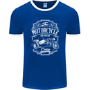 Motorcycle and Sidecar Biker Motorbike Mens Ringer T-Shirt FotL Royal Blue/White