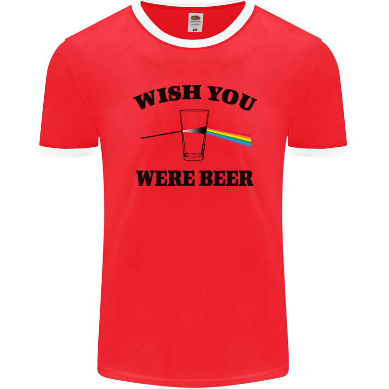 Wish You Were Beer St Patricks Day Alcohol Mens Ringer T-Shirt FotL Red/White