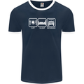 Eat Sleep 4X4 Off Road Roading Car Mens Ringer T-Shirt FotL Navy Blue/White