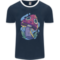 Trippy Magic Mushroom LSD Mens Ringer T-Shirt FotL Navy Blue/White