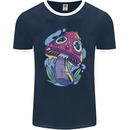 Trippy Magic Mushroom LSD Mens Ringer T-Shirt FotL Navy Blue/White