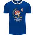 Dont Hate Mate Peace Hippy Toadstool Mens Ringer T-Shirt FotL Royal Blue/White