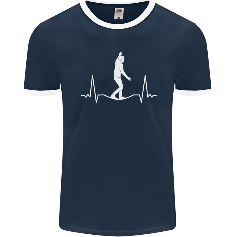 A Tightrope Walker Walking Funambulism Mens Ringer T-Shirt FotL Navy Blue/White