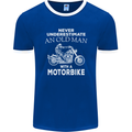 Biker Old Man Motorbike Motorcycle Funny Mens Ringer T-Shirt FotL Royal Blue/White