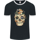 Mushroom Skull Nature Ecology Toadstool Mens Ringer T-Shirt FotL Black/White