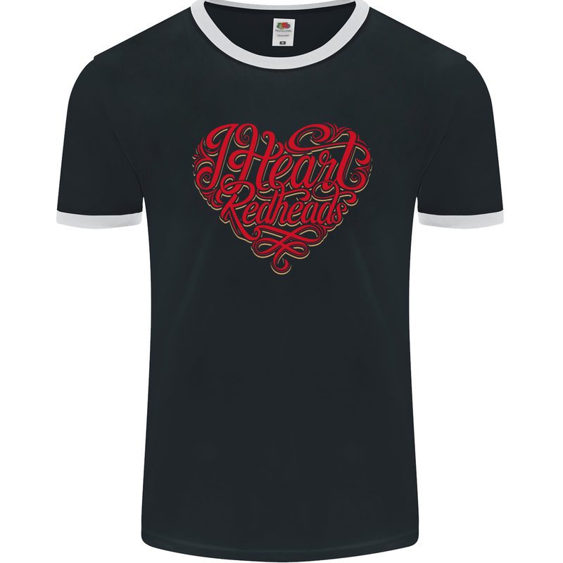 I Heart Red Heads Ginger Hair Funny Mens Ringer T-Shirt FotL Black/White