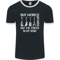 Buy More Guitars Say the Voices Funny Mens Ringer T-Shirt FotL Black/White