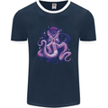 Purple Cthulhu Kraken Octopus Mens Ringer T-Shirt FotL Navy Blue/White