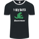 T-Rex Hates Backstroke Funny Swimmer Swim Mens Ringer T-Shirt FotL Black/White