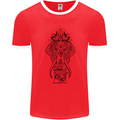 Black Mandala Art Elephant Mens Ringer T-Shirt FotL Red/White