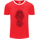 Black Mandala Art Elephant Mens Ringer T-Shirt FotL Red/White