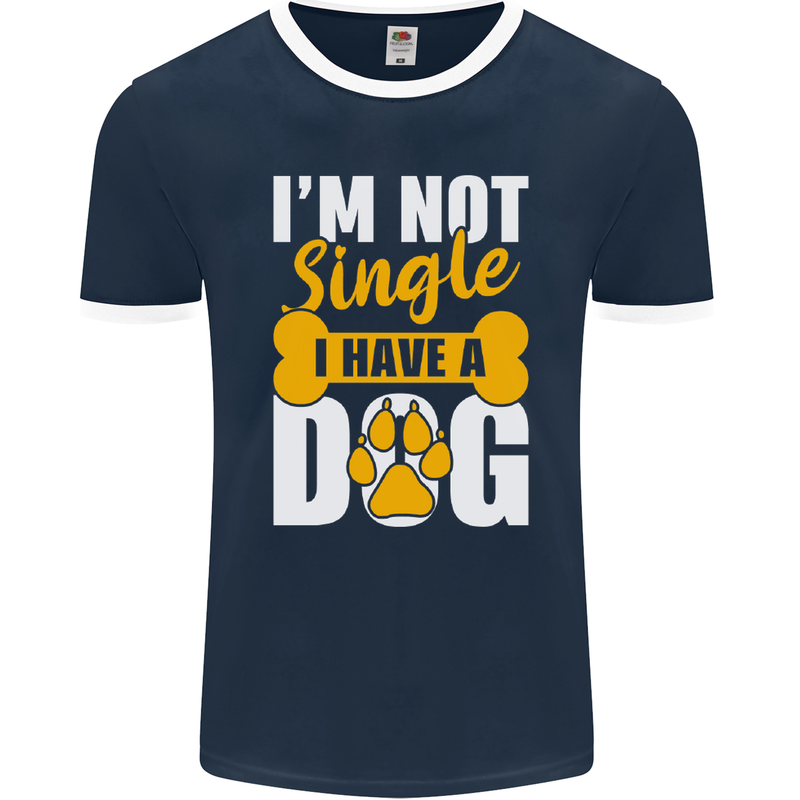 I'm Not Single I Have a Dog Funny Mens Ringer T-Shirt FotL Navy Blue/White