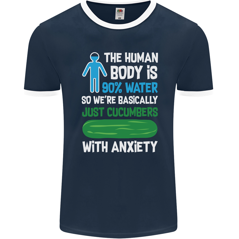 We're Basically Cucumbers With Anxiety Mens Ringer T-Shirt FotL Navy Blue/White