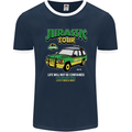 Jurassic Tour Funny Dinosaur T-Rex Mens Ringer T-Shirt FotL Navy Blue/White