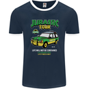 Jurassic Tour Funny Dinosaur T-Rex Mens Ringer T-Shirt FotL Navy Blue/White